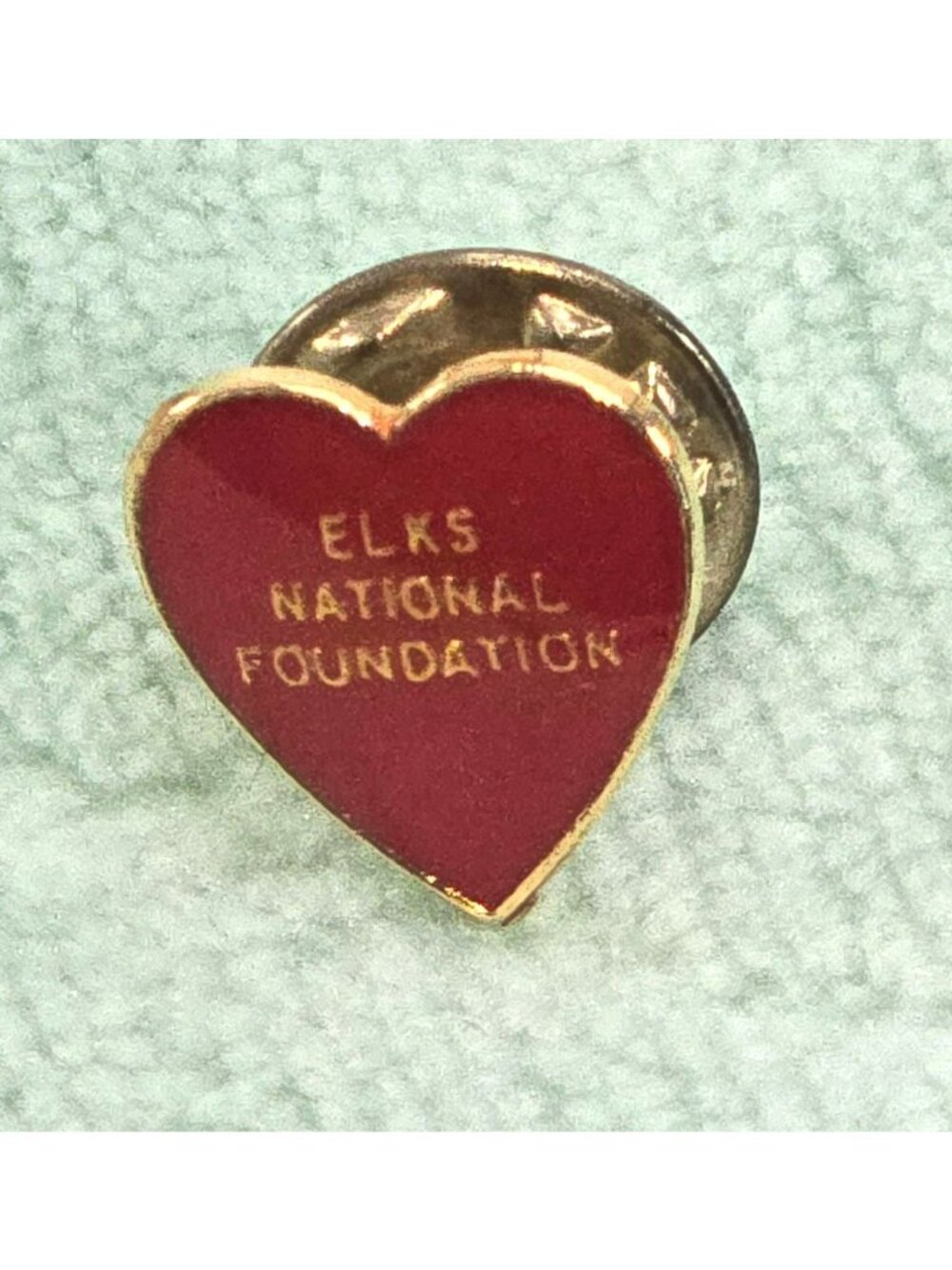 Elks National Foundation Red Heart Lapel Pin Gold-Tone Backing JE363